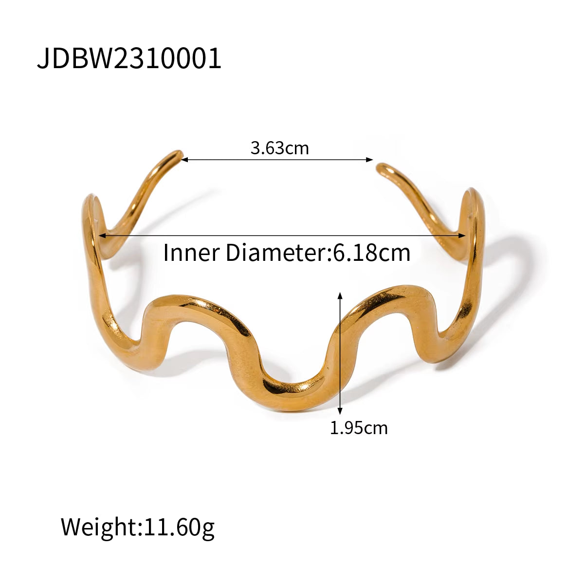 New Arrival 18K Gold Plated Wave Bracelets Gift Stainless Steel Twist Wavy Cuff Bangle for Women